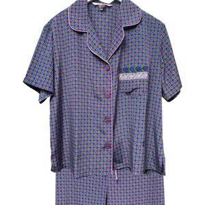 Victoria's Secret Pajamas Top & Pants Set Medium Purple Foulard Print Loungewear